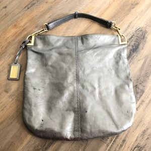Badgley Mischka Hobo Gaia Leather MetallicGray Bag